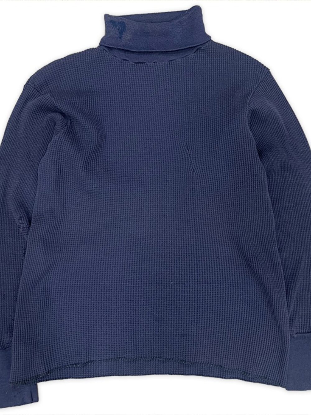 Vintage 80s Fruit of The Loom Waffle Knit Thermal Turtleneck Shirt Distressed M